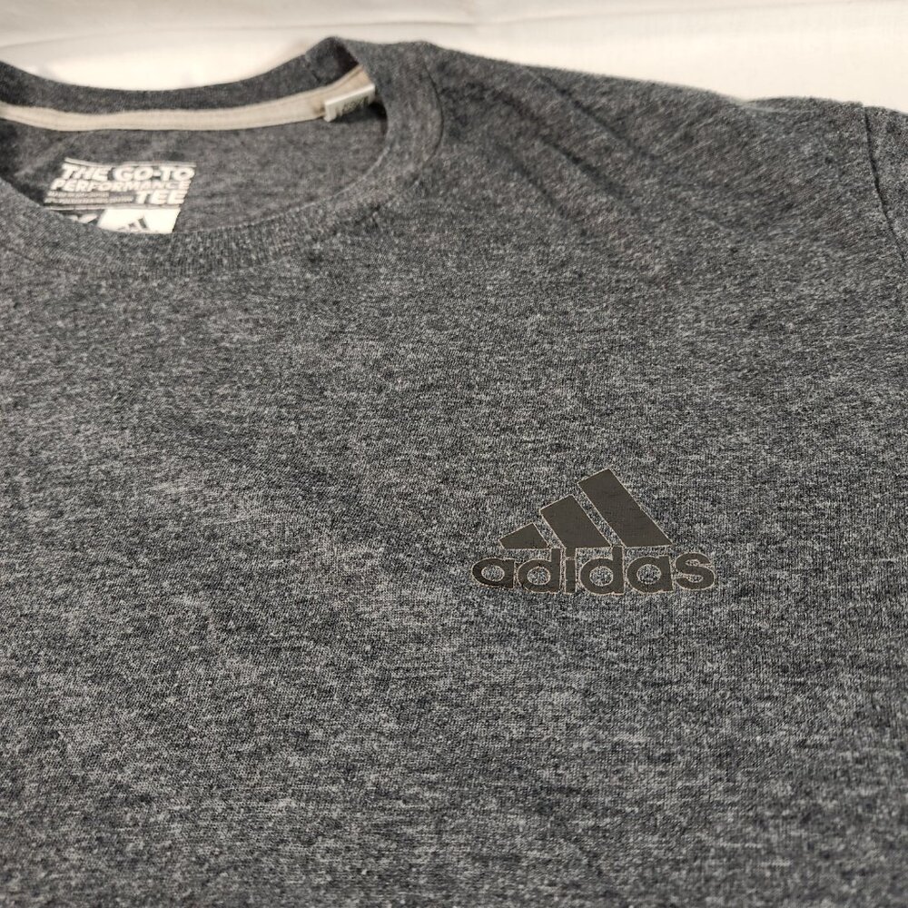 Adidas Men's Go-To Performance Tee 2XL Gray Active Wear Polyester Cotton Blend - Picture 4 of 7